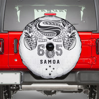 Super Samoa 685 Tribal Tattoo Spare Tire Cover Siapo Pattern White Edition LT03 - Polynesian Pride