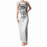 Super Samoa 685 Tribal Tattoo Tank Maxi Dress Siapo Pattern White Edition LT03 Women White - Polynesian Pride