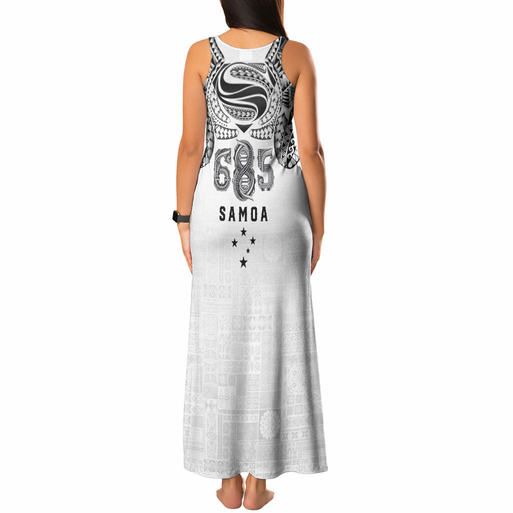 Super Samoa 685 Tribal Tattoo Tank Maxi Dress Siapo Pattern White Edition LT03 - Polynesian Pride