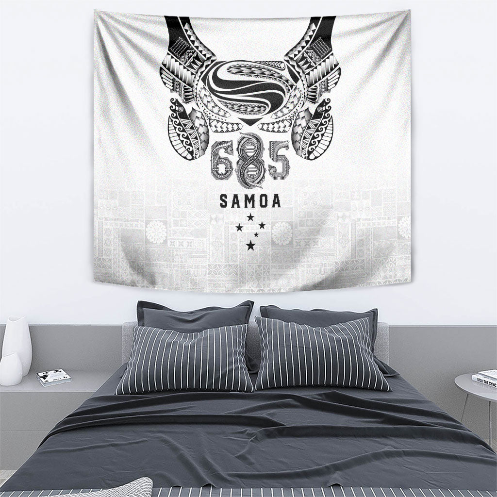 Super Samoa 685 Tribal Tattoo Tapestry Siapo Pattern White Edition LT03 - Polynesian Pride