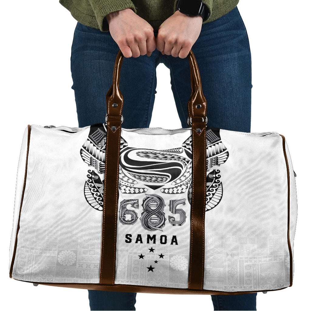 Super Samoa 685 Tribal Tattoo Travel Bag Siapo Pattern White Edition LT03 White - Polynesian Pride