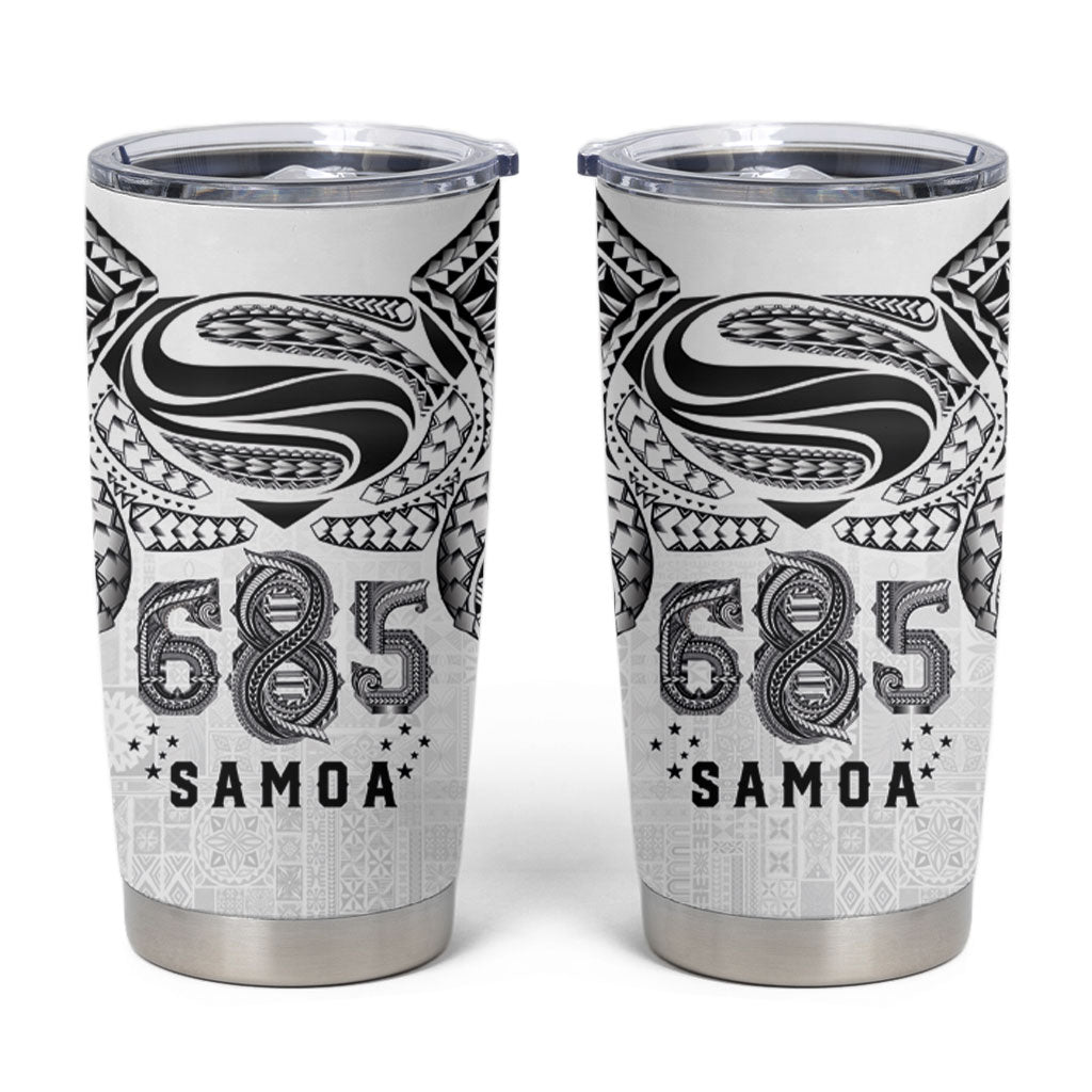 Super Samoa 685 Tribal Tattoo Tumbler Cup Siapo Pattern White Edition LT03 White - Polynesian Pride