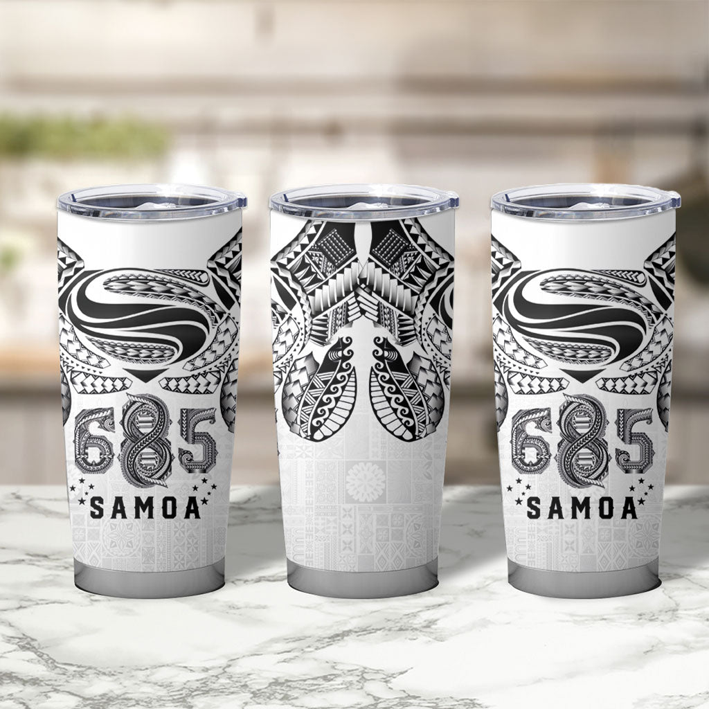 Super Samoa 685 Tribal Tattoo Tumbler Cup Siapo Pattern White Edition LT03 - Polynesian Pride