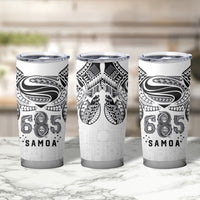 Super Samoa 685 Tribal Tattoo Tumbler Cup Siapo Pattern White Edition LT03 - Polynesian Pride