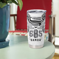 Super Samoa 685 Tribal Tattoo Tumbler Cup Siapo Pattern White Edition LT03 - Polynesian Pride