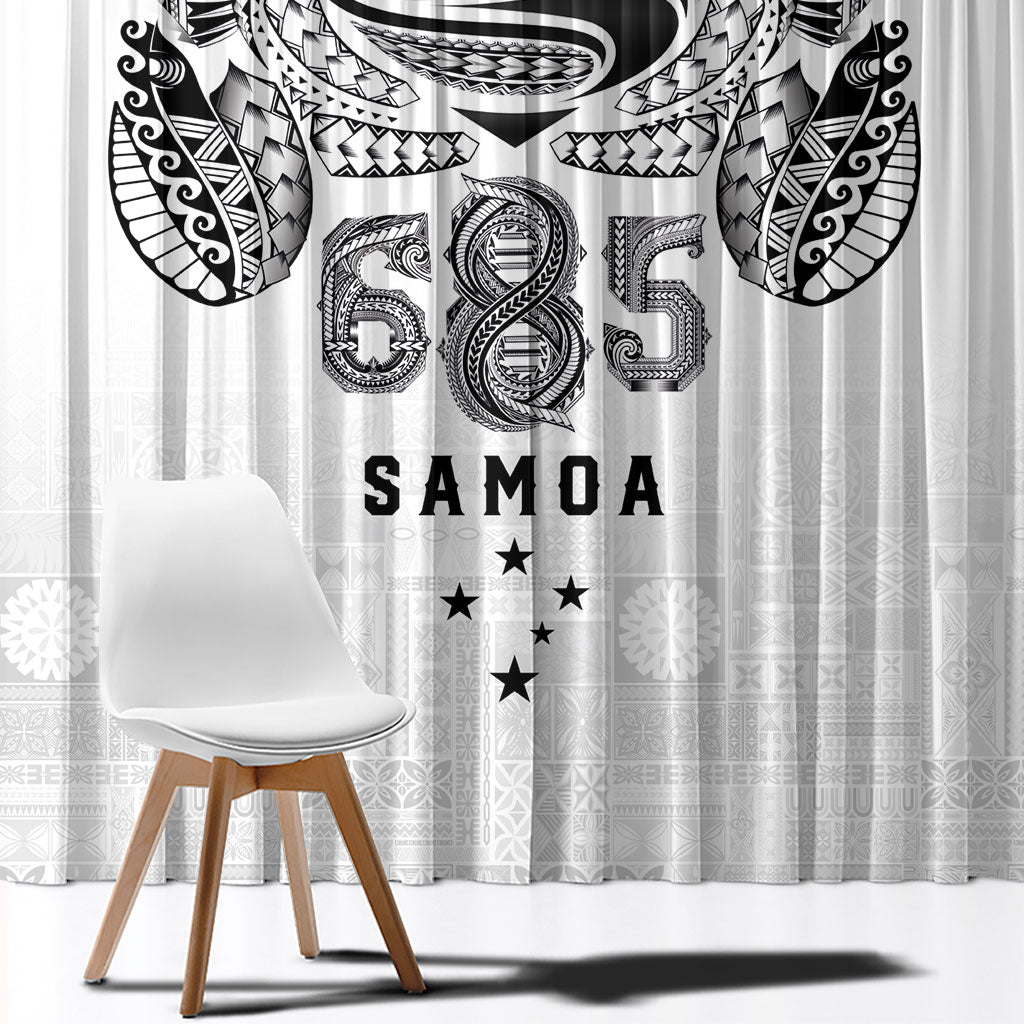 Super Samoa 685 Tribal Tattoo Window Curtain Siapo Pattern White Edition LT03 - Polynesian Pride