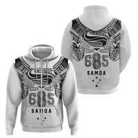 Super Samoa 685 Tribal Tattoo Zip Hoodie Siapo Pattern White Edition LT03 - Polynesian Pride