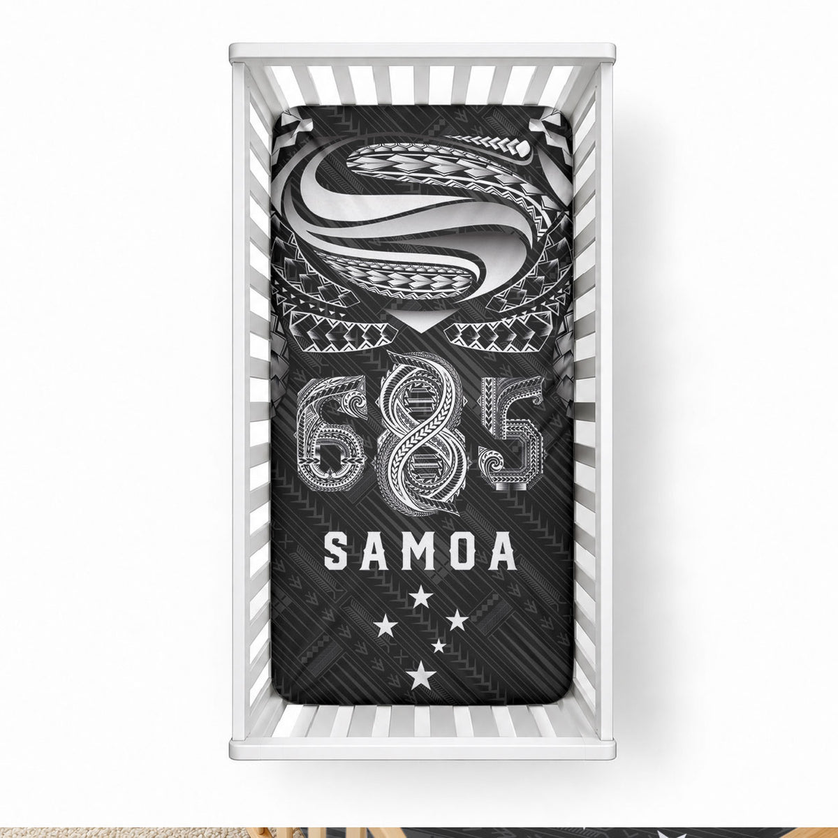 Super Samoa 685 Tribal Tattoo Baby Bed Cover Samoan Ornament Pattern Black Edition LT03 28 × 52 in Black - Polynesian Pride