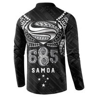 Super Samoa 685 Tribal Tattoo Button Sweatshirt Samoan Ornament Pattern Black Edition LT03 - Polynesian Pride