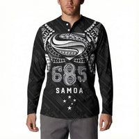 Super Samoa 685 Tribal Tattoo Button Sweatshirt Samoan Ornament Pattern Black Edition LT03 - Polynesian Pride