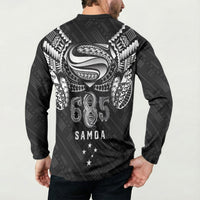 Super Samoa 685 Tribal Tattoo Button Sweatshirt Samoan Ornament Pattern Black Edition LT03 - Polynesian Pride