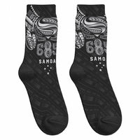 Super Samoa 685 Tribal Tattoo Crew Socks Samoan Ornament Pattern Black Edition LT03 - Polynesian Pride