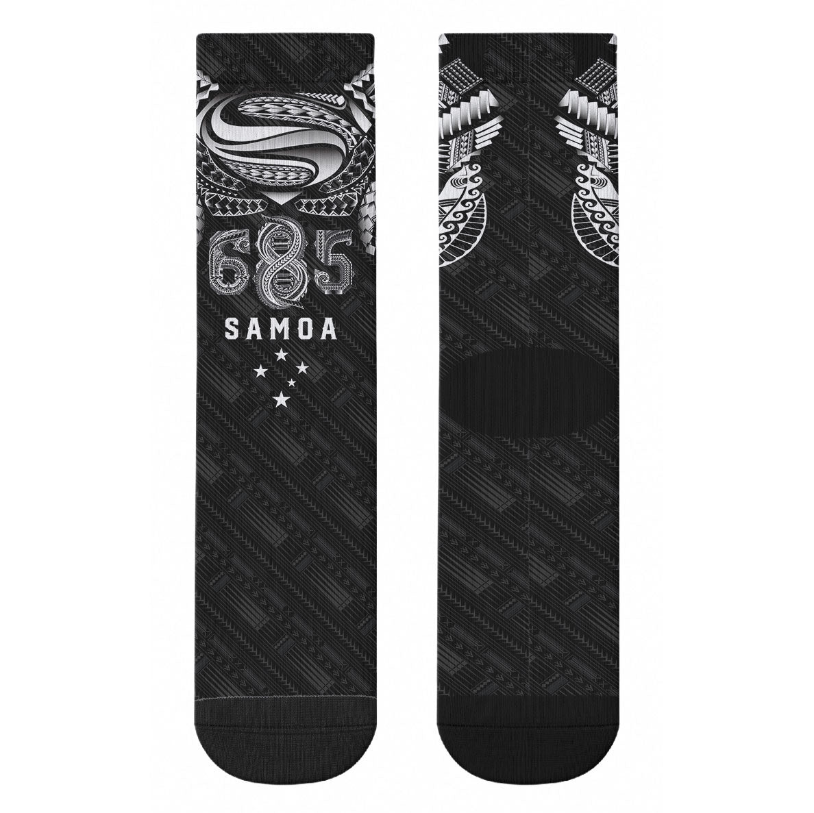 Super Samoa 685 Tribal Tattoo Crew Socks Samoan Ornament Pattern Black Edition LT03 - Polynesian Pride