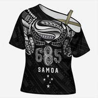 Super Samoa 685 Tribal Tattoo Cross Shoulder Shirt Samoan Ornament Pattern Black Edition LT03 Female Black - Polynesian Pride