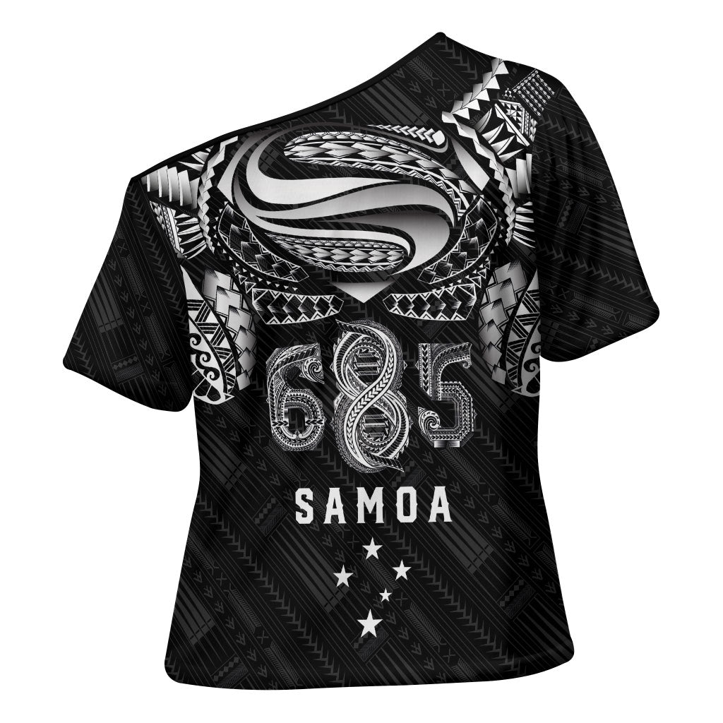 Super Samoa 685 Tribal Tattoo Cross Shoulder Shirt Samoan Ornament Pattern Black Edition LT03 - Polynesian Pride