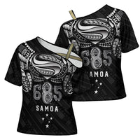 Super Samoa 685 Tribal Tattoo Cross Shoulder Shirt Samoan Ornament Pattern Black Edition LT03 - Polynesian Pride