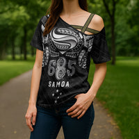 Super Samoa 685 Tribal Tattoo Cross Shoulder Shirt Samoan Ornament Pattern Black Edition LT03 - Polynesian Pride