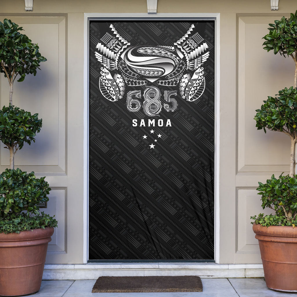 Super Samoa 685 Tribal Tattoo Door Cover Samoan Ornament Pattern Black Edition LT03 Black - Polynesian Pride