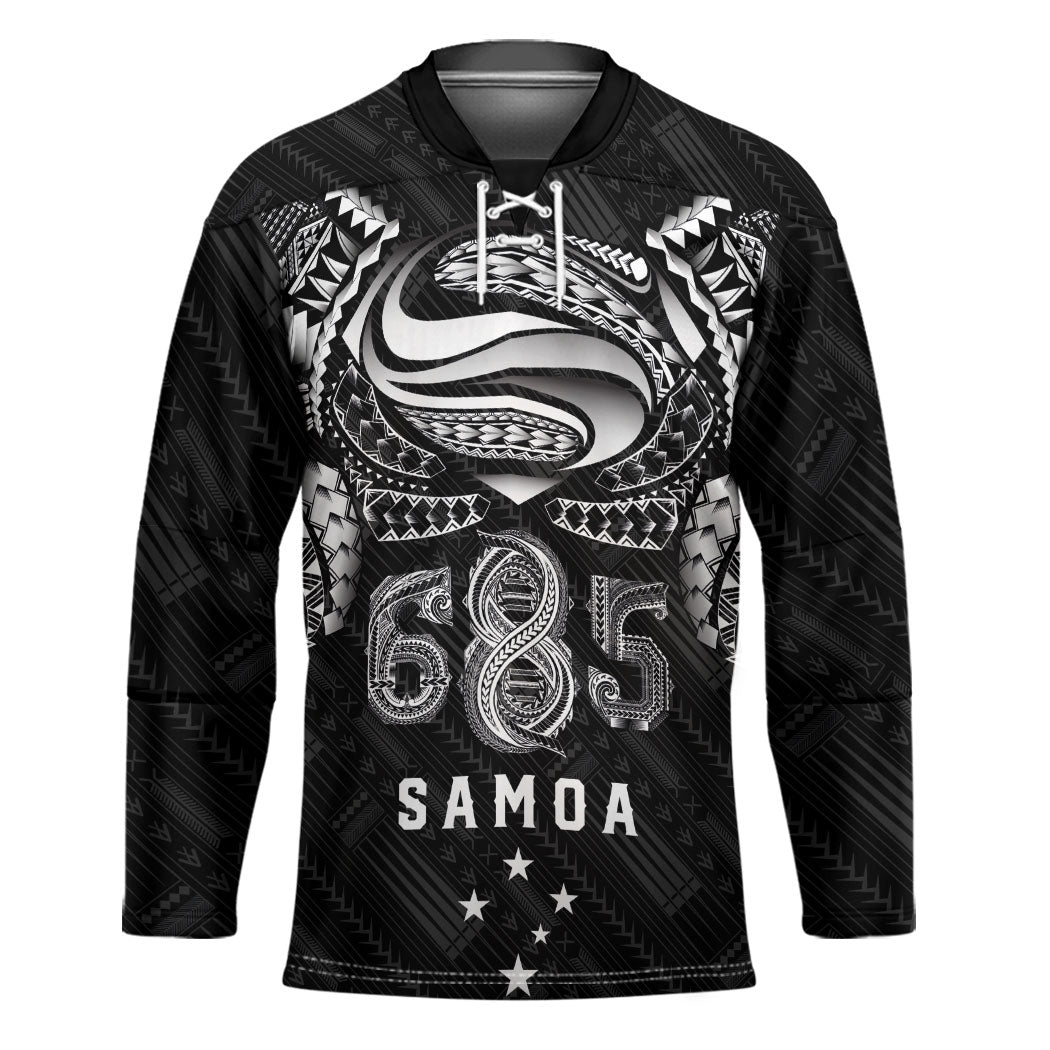 Super Samoa 685 Tribal Tattoo Hockey Jersey Samoan Ornament Pattern Black Edition LT03 Unisex Black - Polynesian Pride