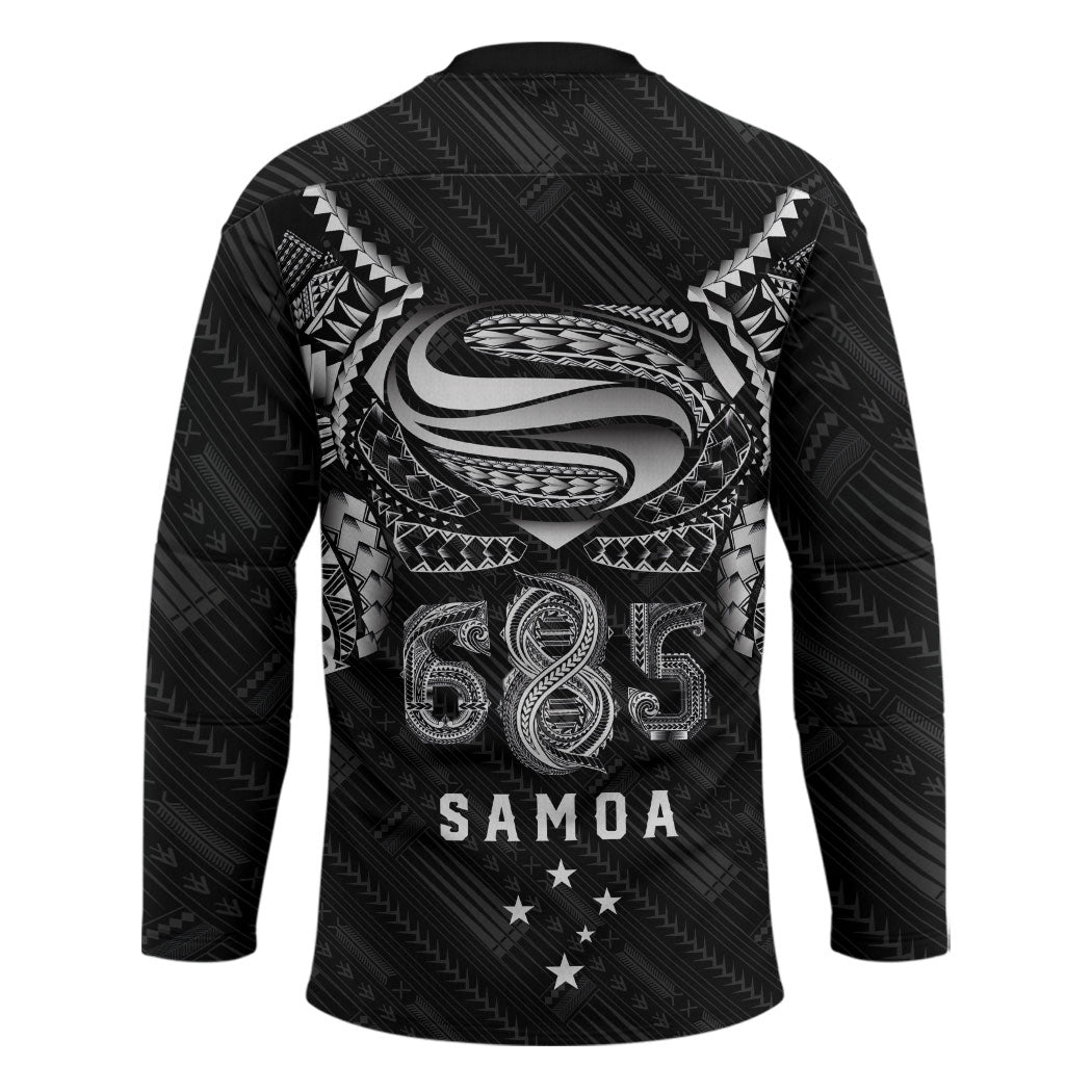 Super Samoa 685 Tribal Tattoo Hockey Jersey Samoan Ornament Pattern Black Edition LT03 - Polynesian Pride