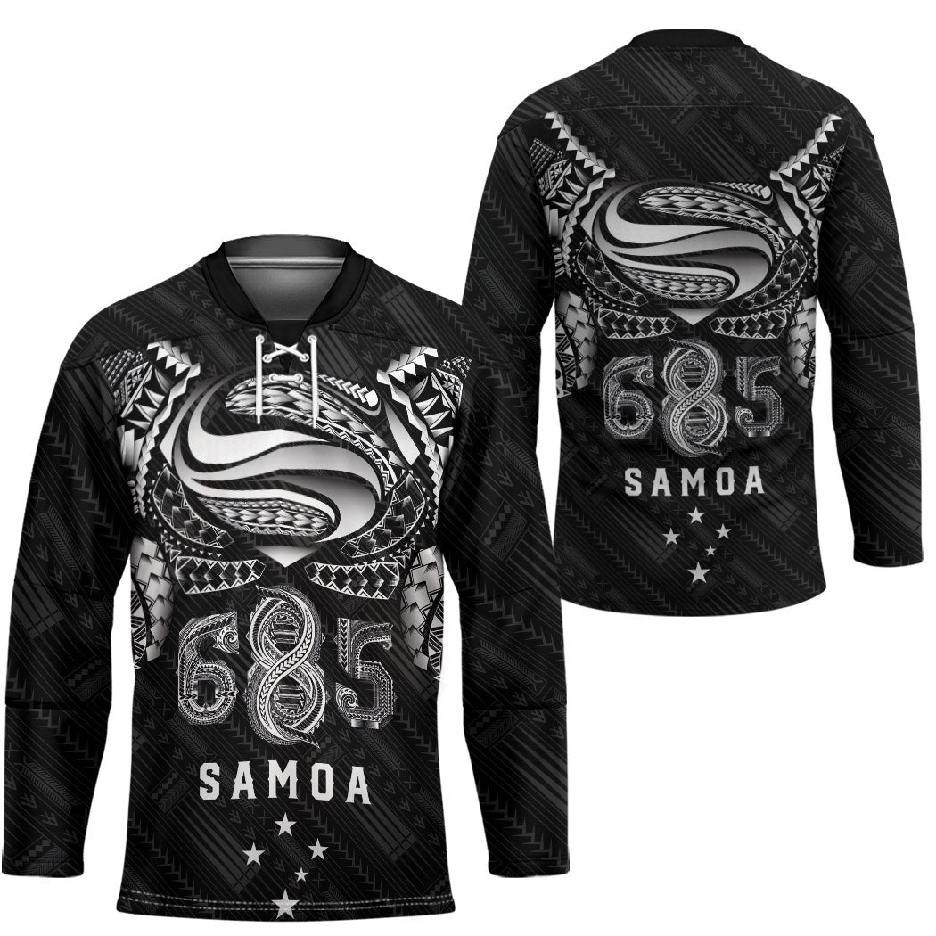 Super Samoa 685 Tribal Tattoo Hockey Jersey Samoan Ornament Pattern Black Edition LT03 - Polynesian Pride