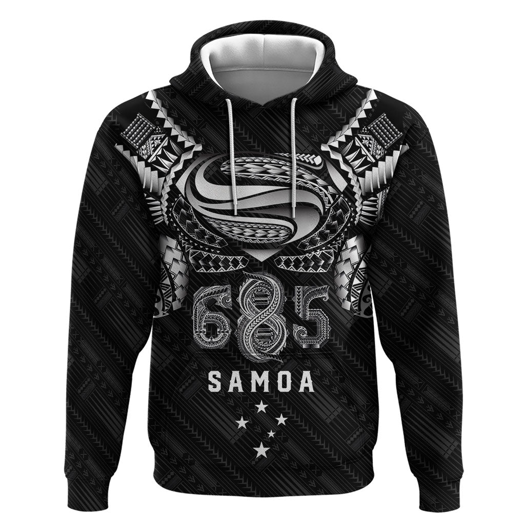 Super Samoa 685 Tribal Tattoo Hoodie Samoan Ornament Pattern Black Edition LT03 Pullover Hoodie Black - Polynesian Pride