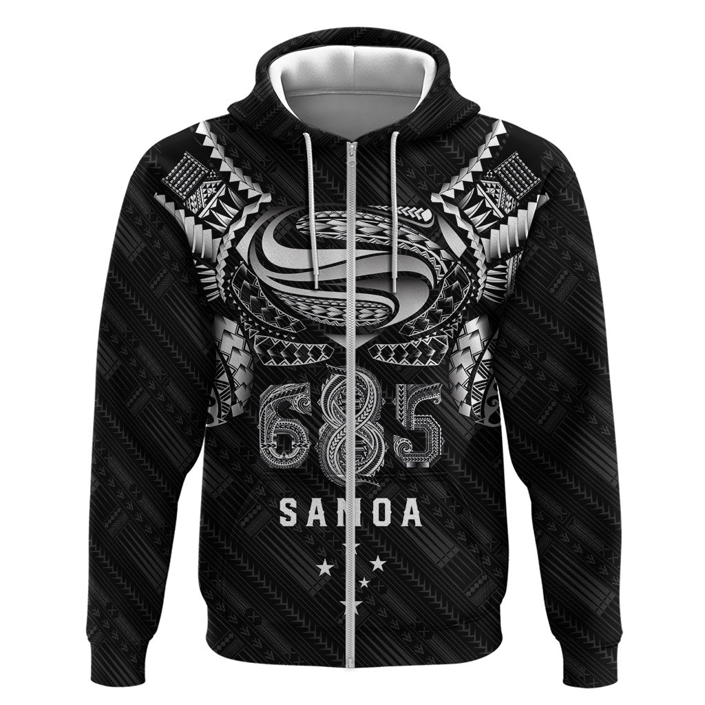 Super Samoa 685 Tribal Tattoo Hoodie Samoan Ornament Pattern Black Edition LT03 Zip Hoodie Black - Polynesian Pride