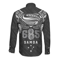 Super Samoa 685 Tribal Tattoo Long Sleeve Button Shirt Samoan Ornament Pattern Black Edition LT03 - Polynesian Pride