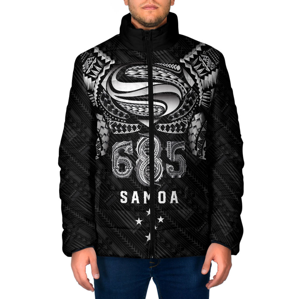 Super Samoa 685 Tribal Tattoo Padded Jacket Samoan Ornament Pattern Black Edition LT03 Men Black - Polynesian Pride