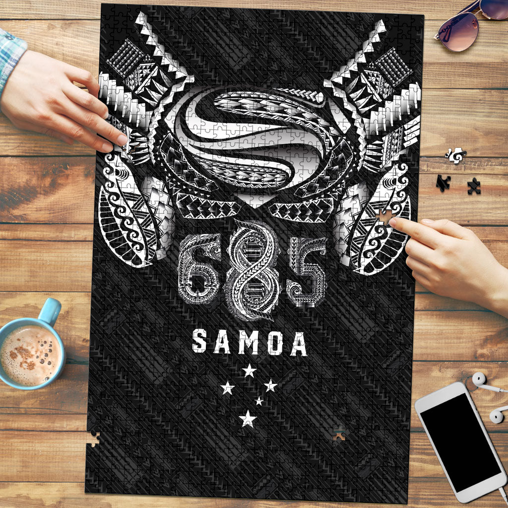 Super Samoa 685 Tribal Tattoo Puzzle Samoan Ornament Pattern Black Edition LT03 Black - Polynesian Pride