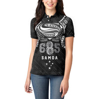 Super Samoa 685 Tribal Tattoo Women Polo Shirt Samoan Ornament Pattern Black Edition LT03 - Polynesian Pride