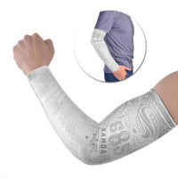 Super Samoa 685 Tribal Tattoo Arm Sleeves Siapo Pattern All-White Edition LT03 Set of 2 White - Polynesian Pride