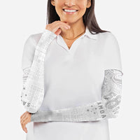 Super Samoa 685 Tribal Tattoo Arm Sleeves Siapo Pattern All-White Edition LT03 - Polynesian Pride