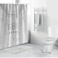 Super Samoa 685 Tribal Tattoo Bathroom Set Siapo Pattern All-White Edition LT03 Bathroom Set (4 pcs) White - Polynesian Pride