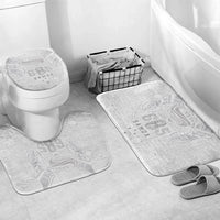Super Samoa 685 Tribal Tattoo Bathroom Set Siapo Pattern All-White Edition LT03 Mat Set Only (3 pcs) One Size White - Polynesian Pride