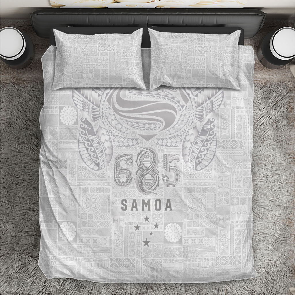 Super Samoa 685 Tribal Tattoo Bedding Set Siapo Pattern All-White Edition LT03 White - Polynesian Pride