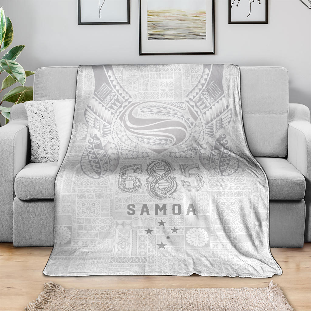 Super Samoa 685 Tribal Tattoo Blanket Siapo Pattern All-White Edition LT03 - Polynesian Pride