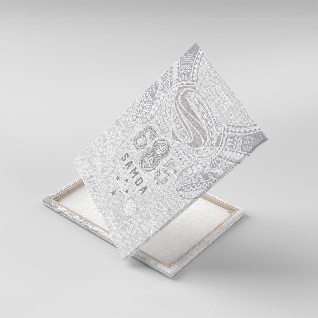 Super Samoa 685 Tribal Tattoo Canvas Wall Art Siapo Pattern All-White Edition LT03 With Frame White - Polynesian Pride
