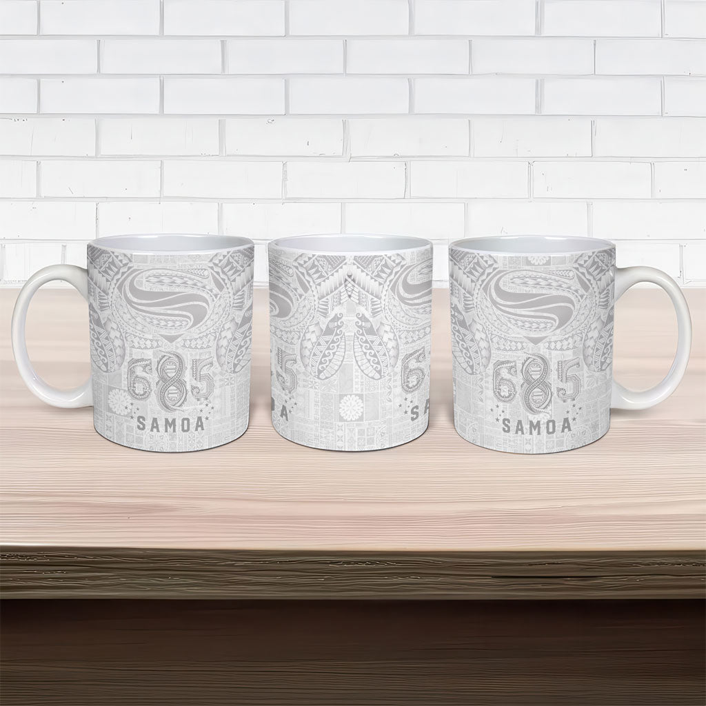 Super Samoa 685 Tribal Tattoo Ceramic Mug Siapo Pattern All-White Edition LT03 - Polynesian Pride
