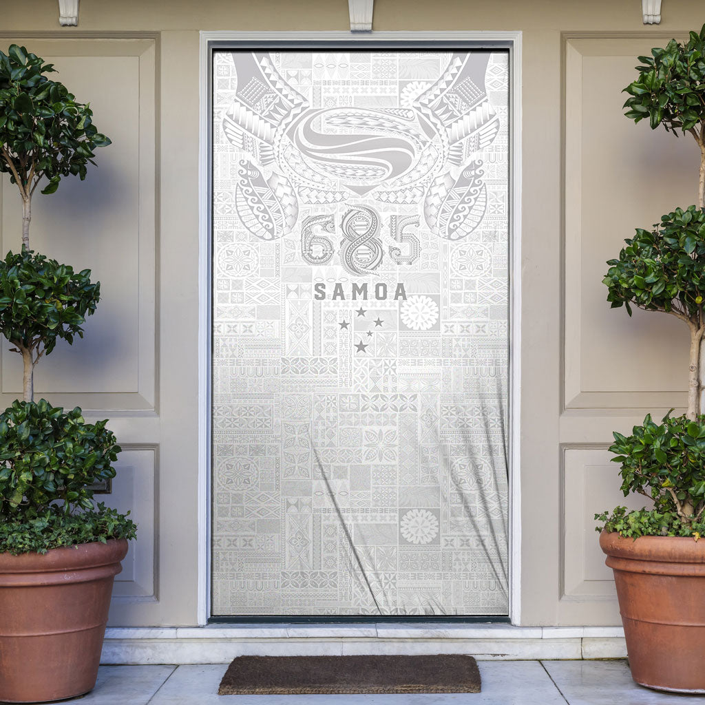 Super Samoa 685 Tribal Tattoo Door Cover Siapo Pattern All-White Edition LT03 White - Polynesian Pride