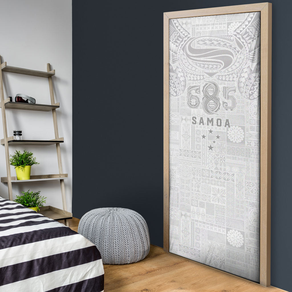 Super Samoa 685 Tribal Tattoo Door Cover Siapo Pattern All-White Edition LT03 - Polynesian Pride