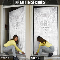 Super Samoa 685 Tribal Tattoo Door Cover Siapo Pattern All-White Edition LT03 - Polynesian Pride