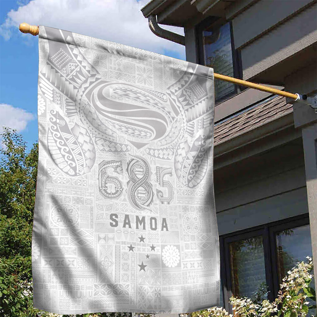 Super Samoa 685 Tribal Tattoo Garden Flag Siapo Pattern All-White Edition LT03 - Polynesian Pride