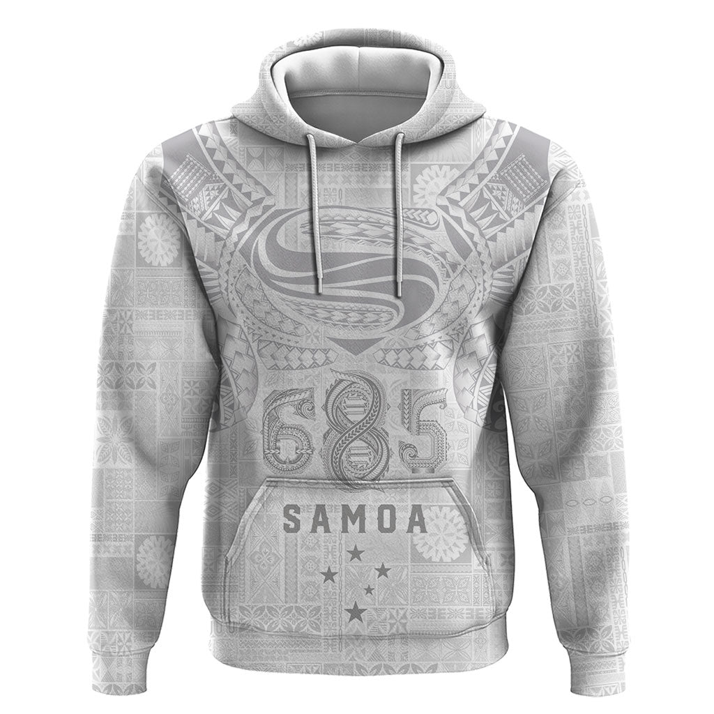 Super Samoa 685 Tribal Tattoo Hoodie Siapo Pattern All-White Edition LT03 Pullover Hoodie White - Polynesian Pride