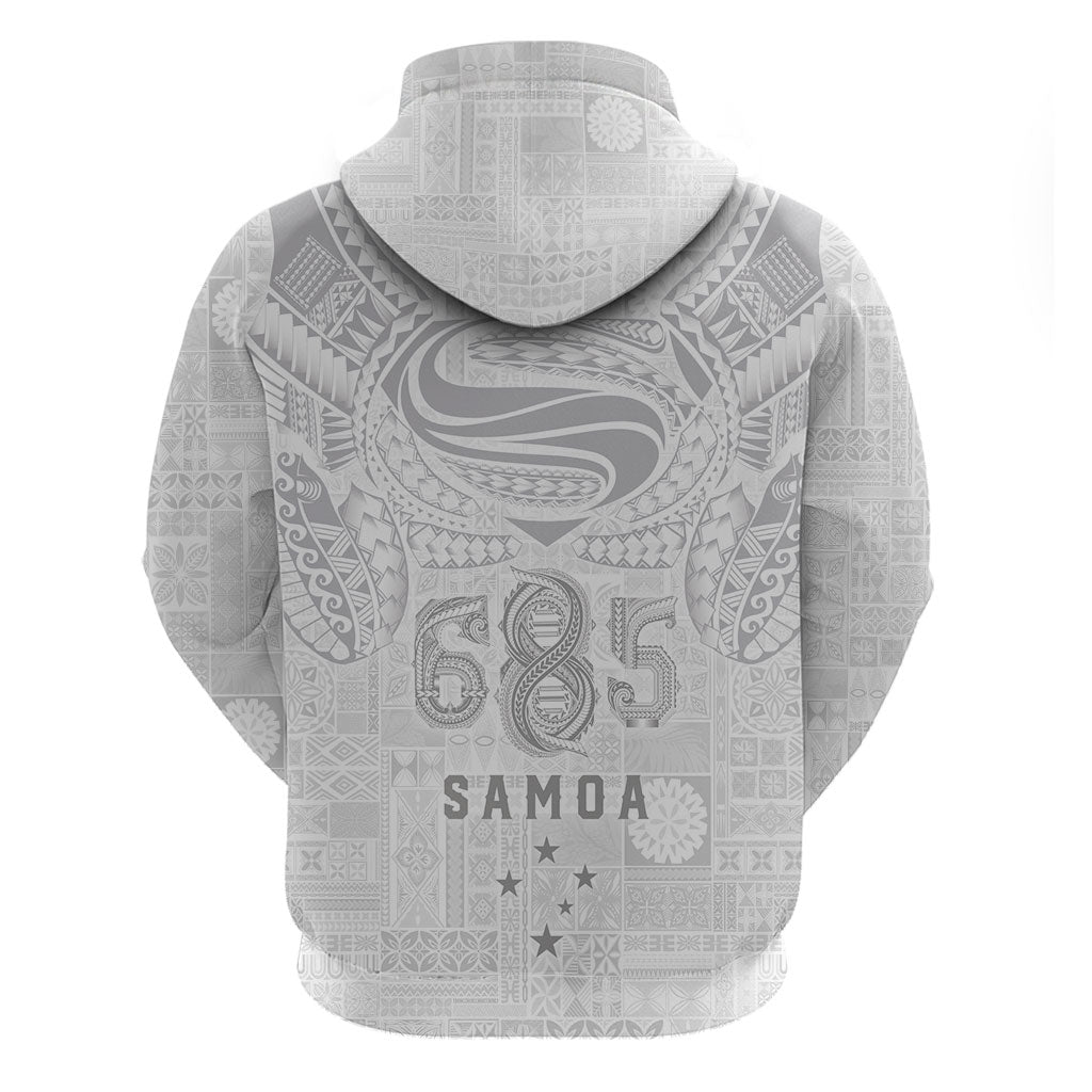 Super Samoa 685 Tribal Tattoo Hoodie Siapo Pattern All-White Edition LT03 - Polynesian Pride