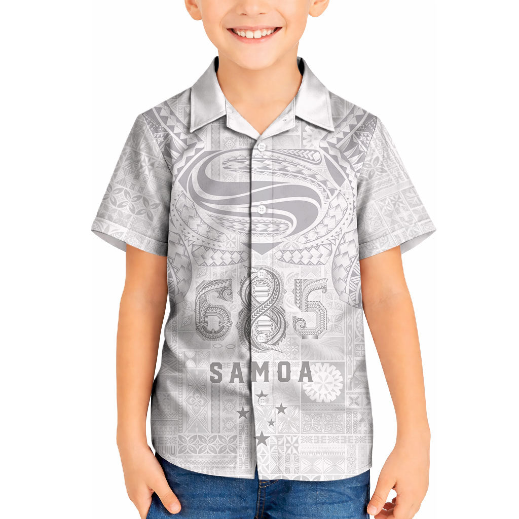 Super Samoa 685 Tribal Tattoo Kid Hawaiian Shirt Siapo Pattern All-White Edition LT03 Kid White - Polynesian Pride
