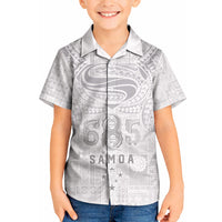 Super Samoa 685 Tribal Tattoo Kid Hawaiian Shirt Siapo Pattern All-White Edition LT03 Kid White - Polynesian Pride