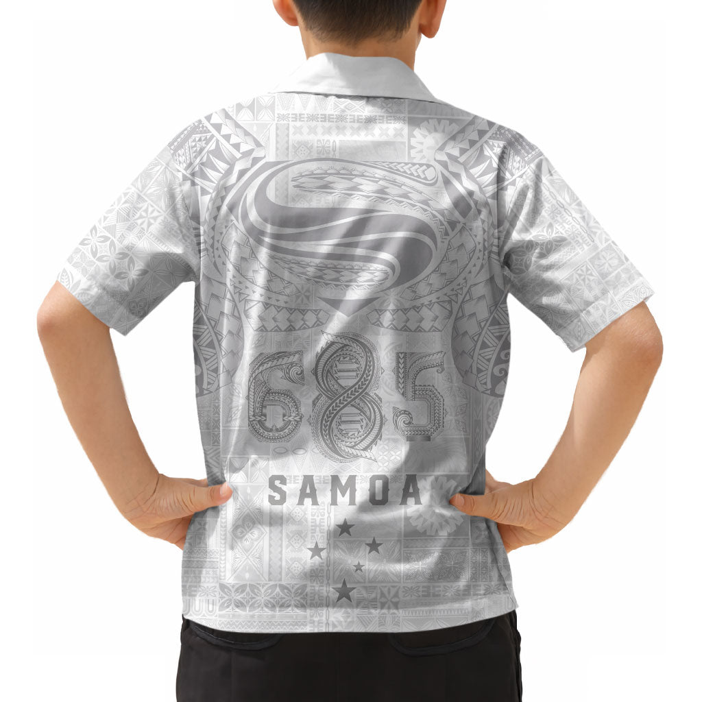 Super Samoa 685 Tribal Tattoo Kid Hawaiian Shirt Siapo Pattern All-White Edition LT03 - Polynesian Pride