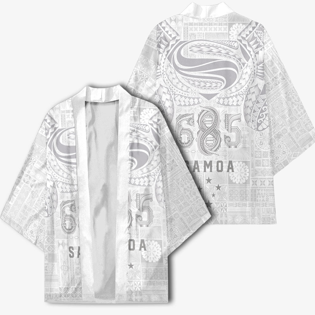 Super Samoa 685 Tribal Tattoo Kimono Siapo Pattern All-White Edition LT03 - Polynesian Pride