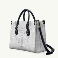 Super Samoa 685 Tribal Tattoo Leather Bag Siapo Pattern All-White Edition LT03 White - Polynesian Pride